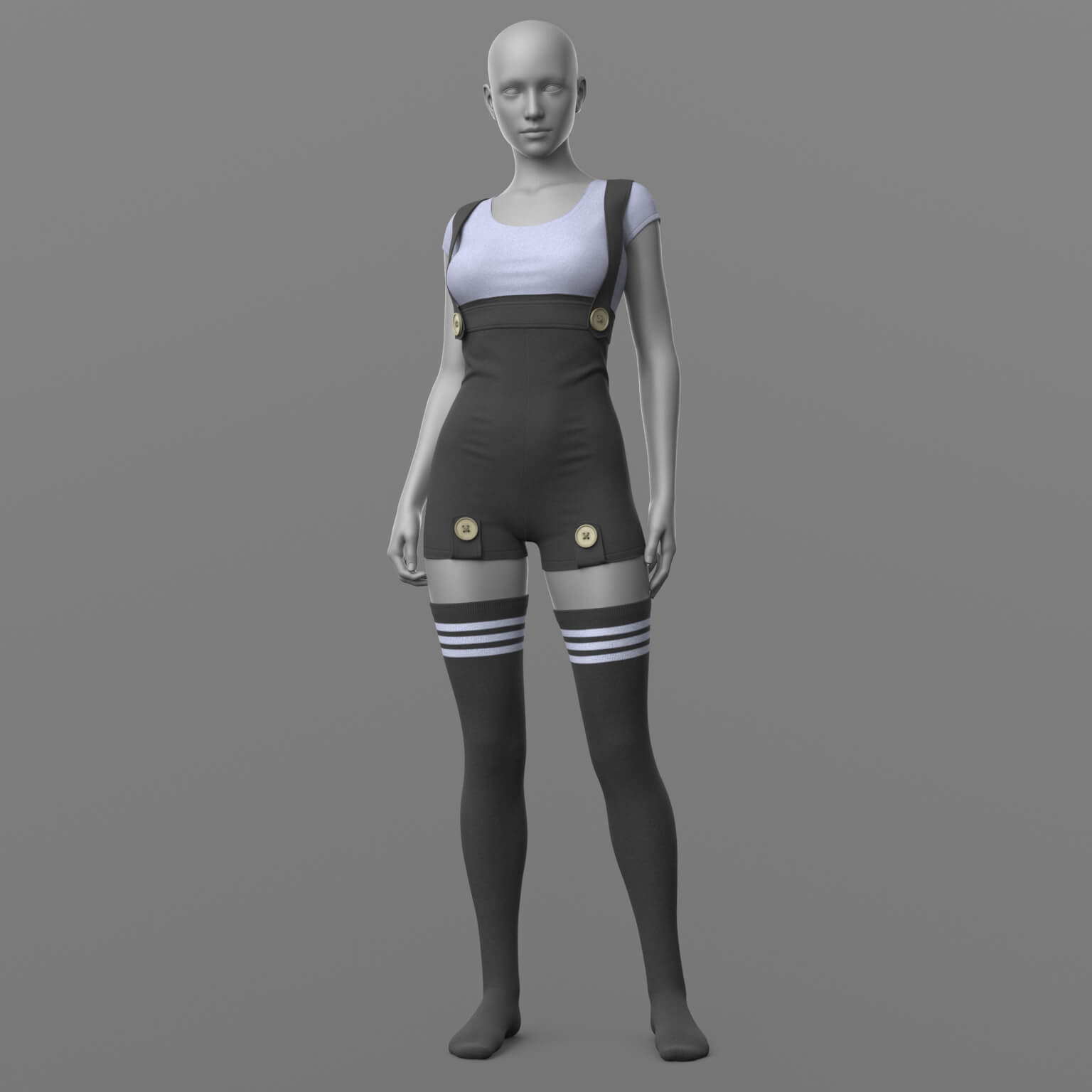 Overall Shirt Stockings G8 Female Daz Content