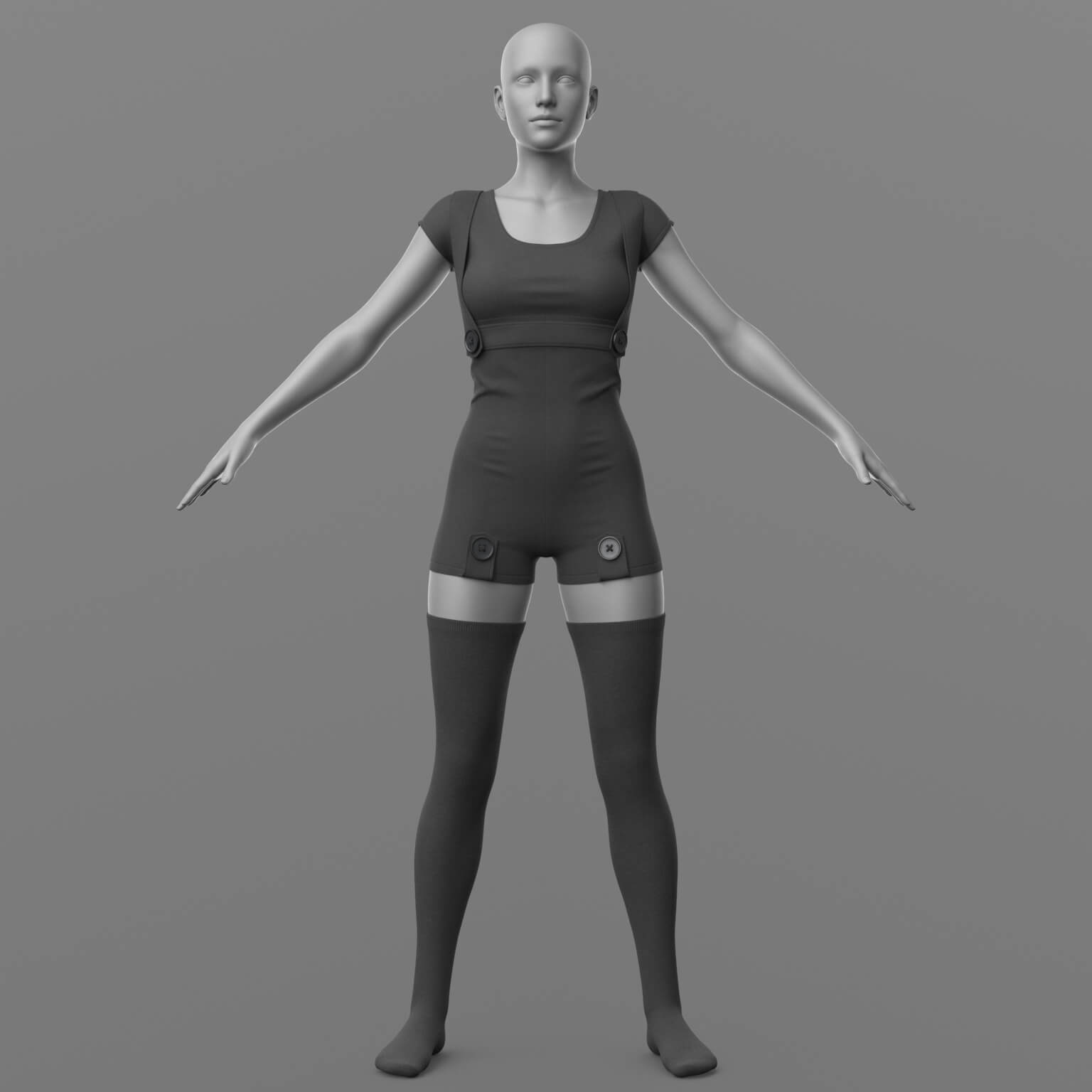 Overall Shirt Stockings G8 Female Daz Content