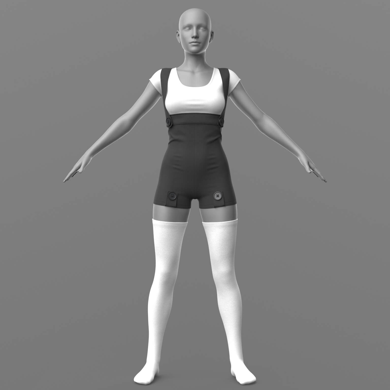 Overall Shirt Stockings G8 Female Daz Content