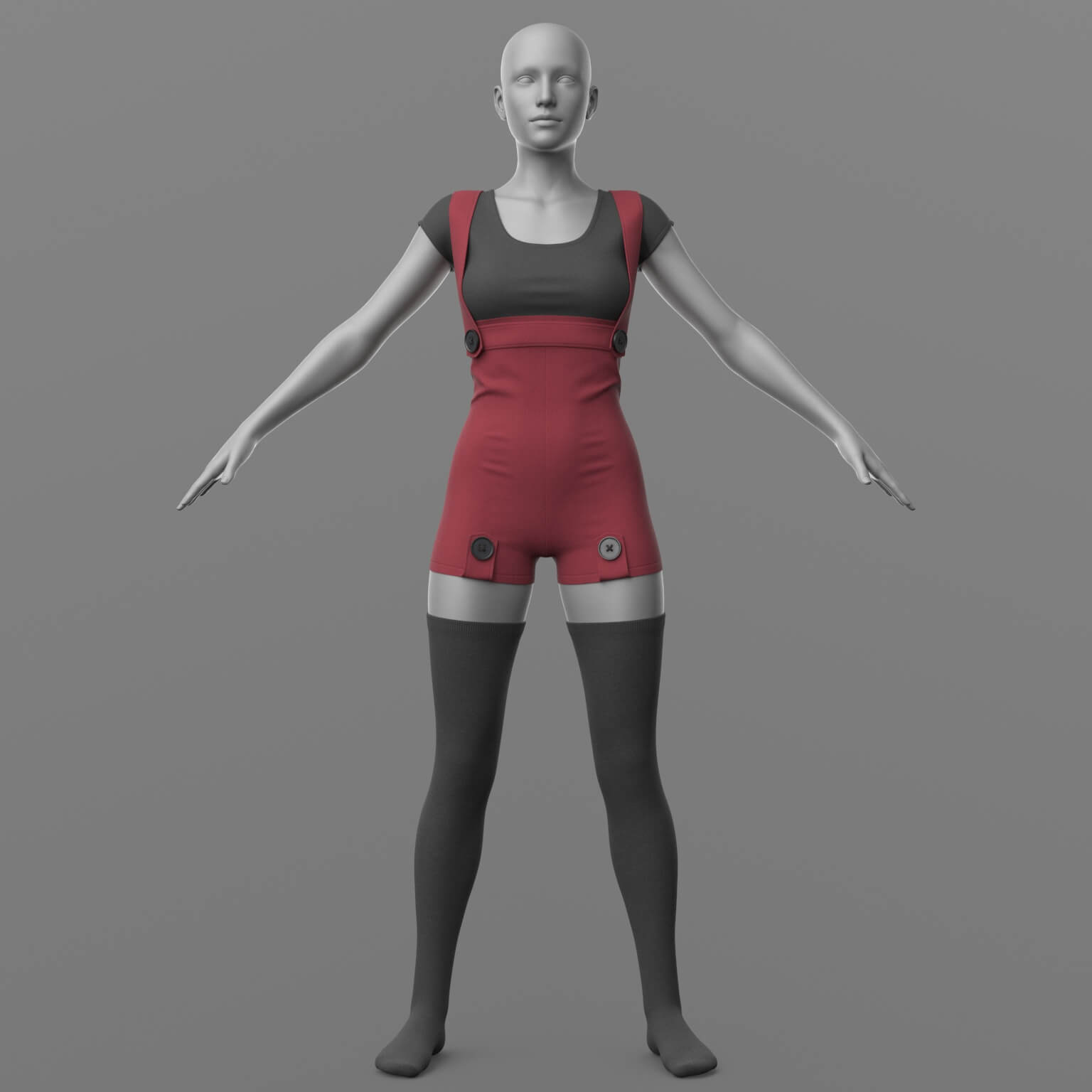 Overall Shirt Stockings G8 Female Daz Content
