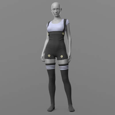 Overall Shirt Stockings G8 Female