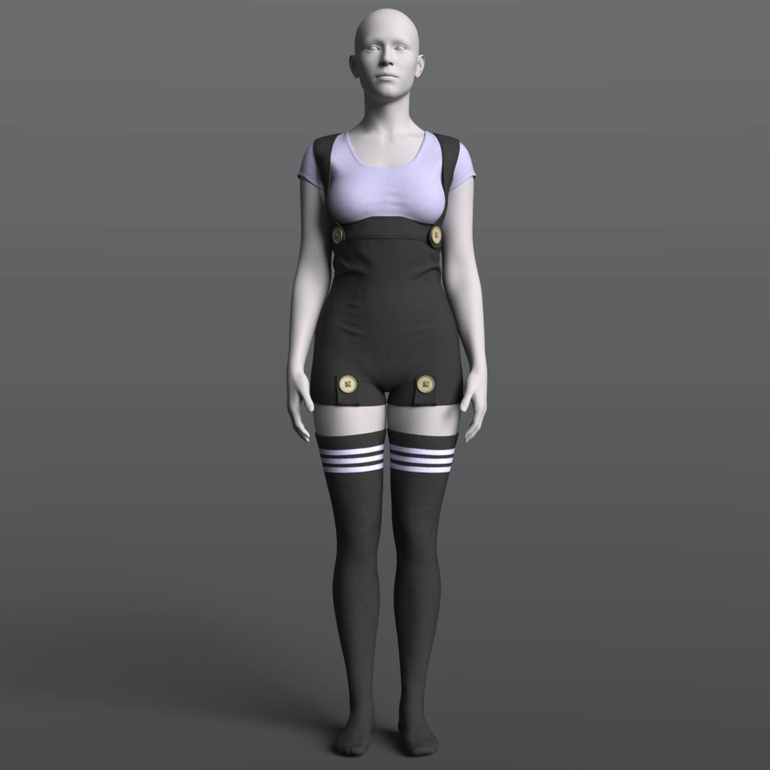 Overall Shirt Stockings G9 Daz Content