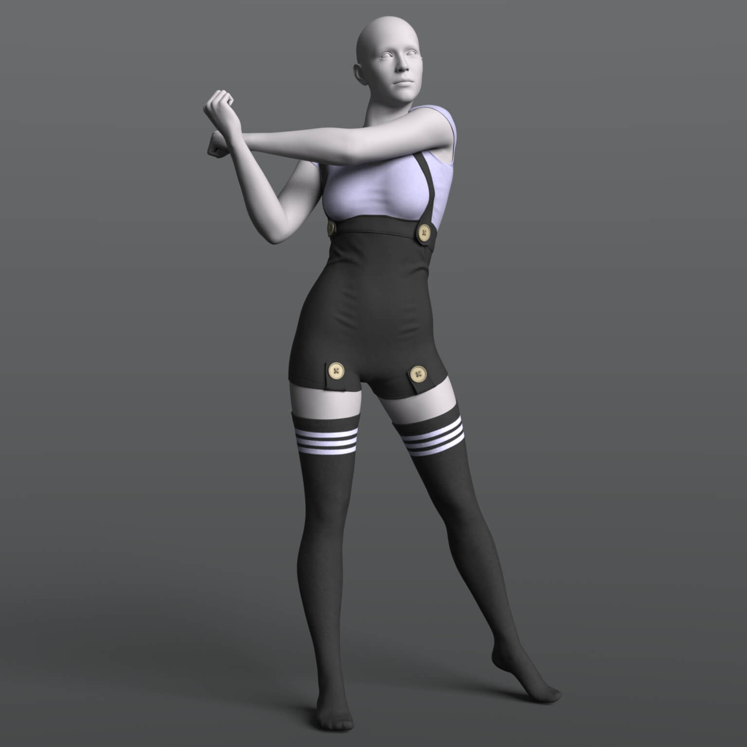 Overall Shirt Stockings G9 Daz Content