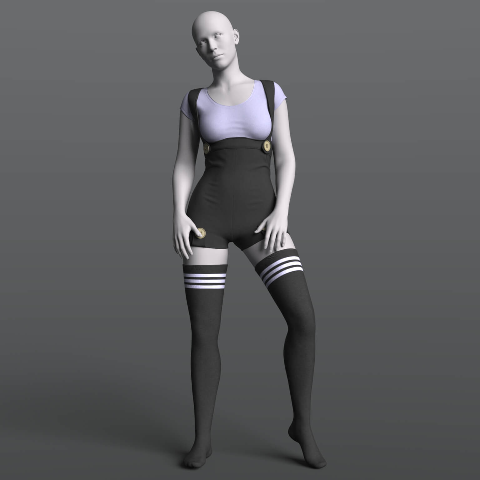 Overall Shirt Stockings G9 Daz Content
