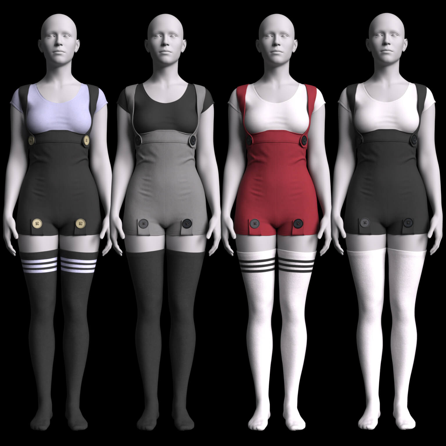 Overall Shirt Stockings G9 Daz Content