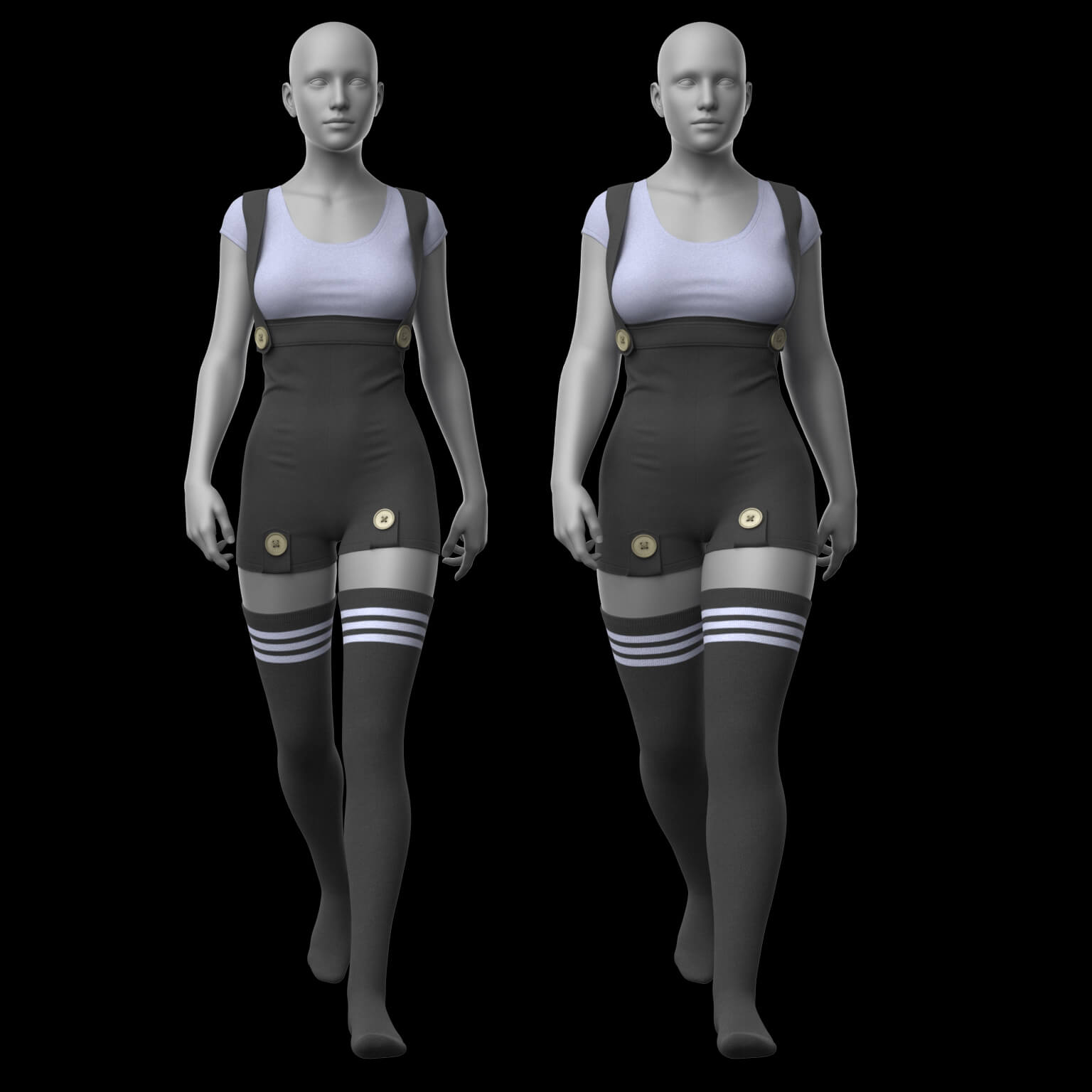 Overall Shirt Stockings G9 Daz Content