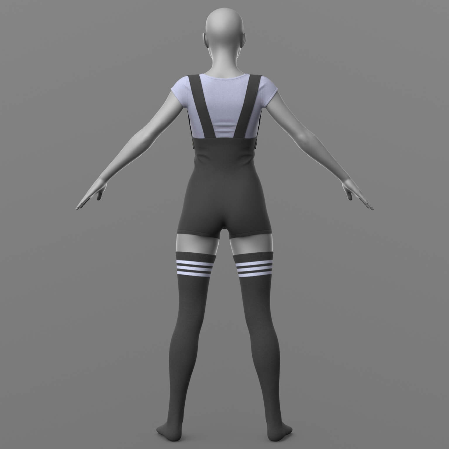 Overall Shirt Stockings Sneakers G8 Female Daz Content