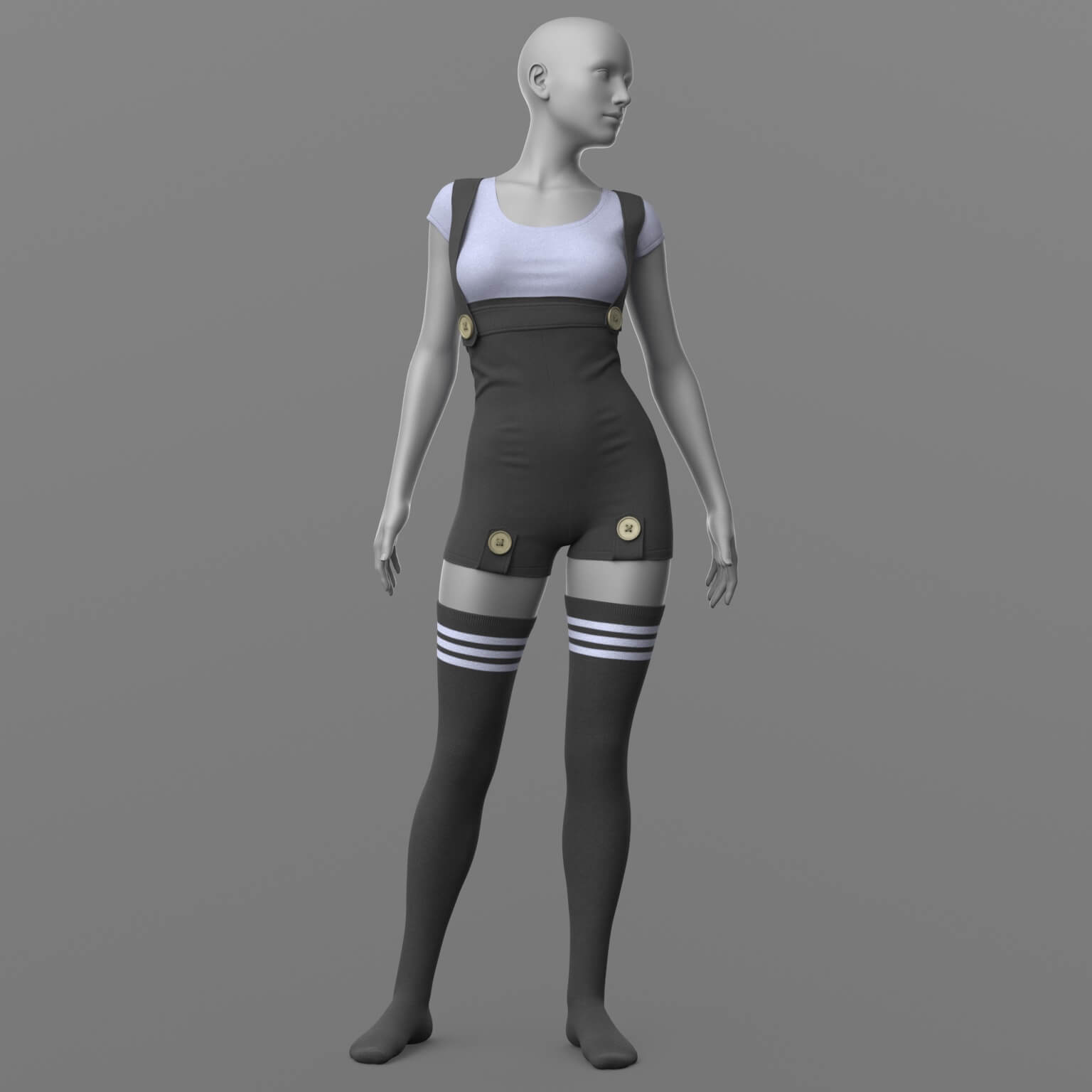 Overall Shirt Stockings Sneakers G8 Female Daz Content