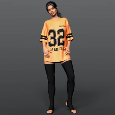 Oversize T-Shirt and Stockings 02v G8F