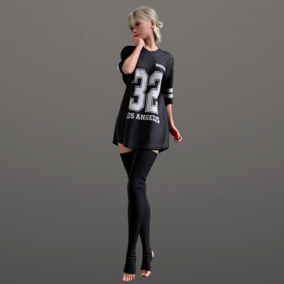 Oversize T-Shirt and Stockings 02v G9
