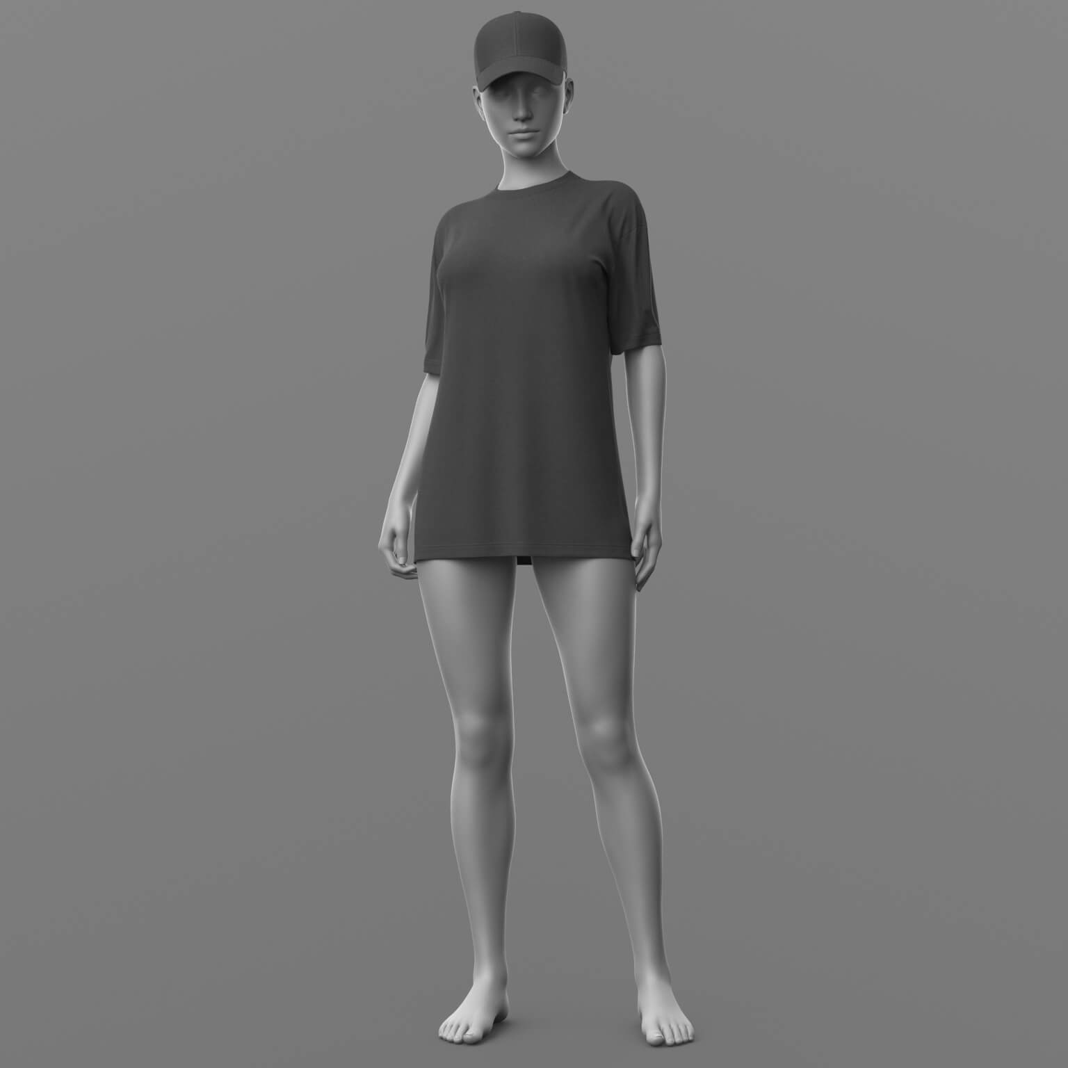 Shirt Long and Baseball Cap G8 Female Daz Content