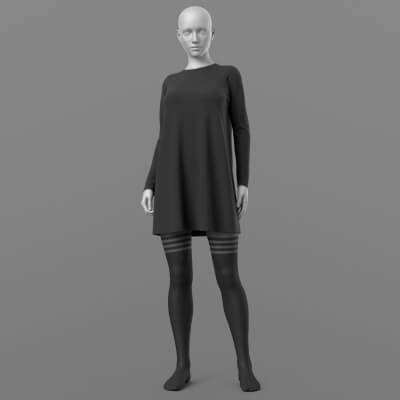 Short Dress 6v and Tights Stockings G8 Female