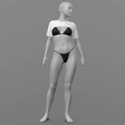 Short Shirt Bra 03v Panties Straps 4v G8 Female