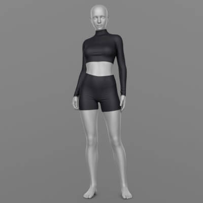 Sports Shorts and Long Sleeve Top G8 Female