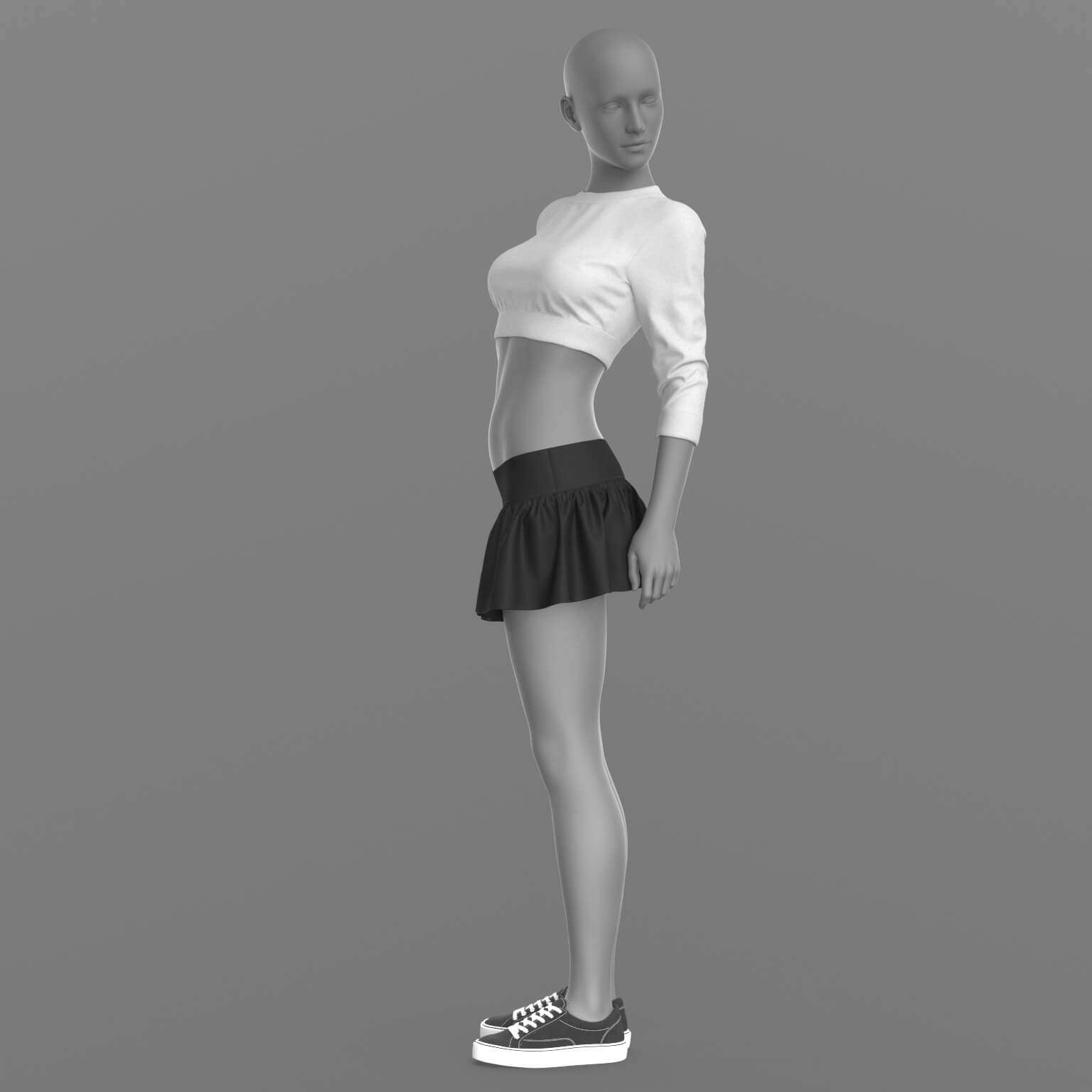 Sweatshirt Short Skirt and Sneakers G8 Female Daz Content