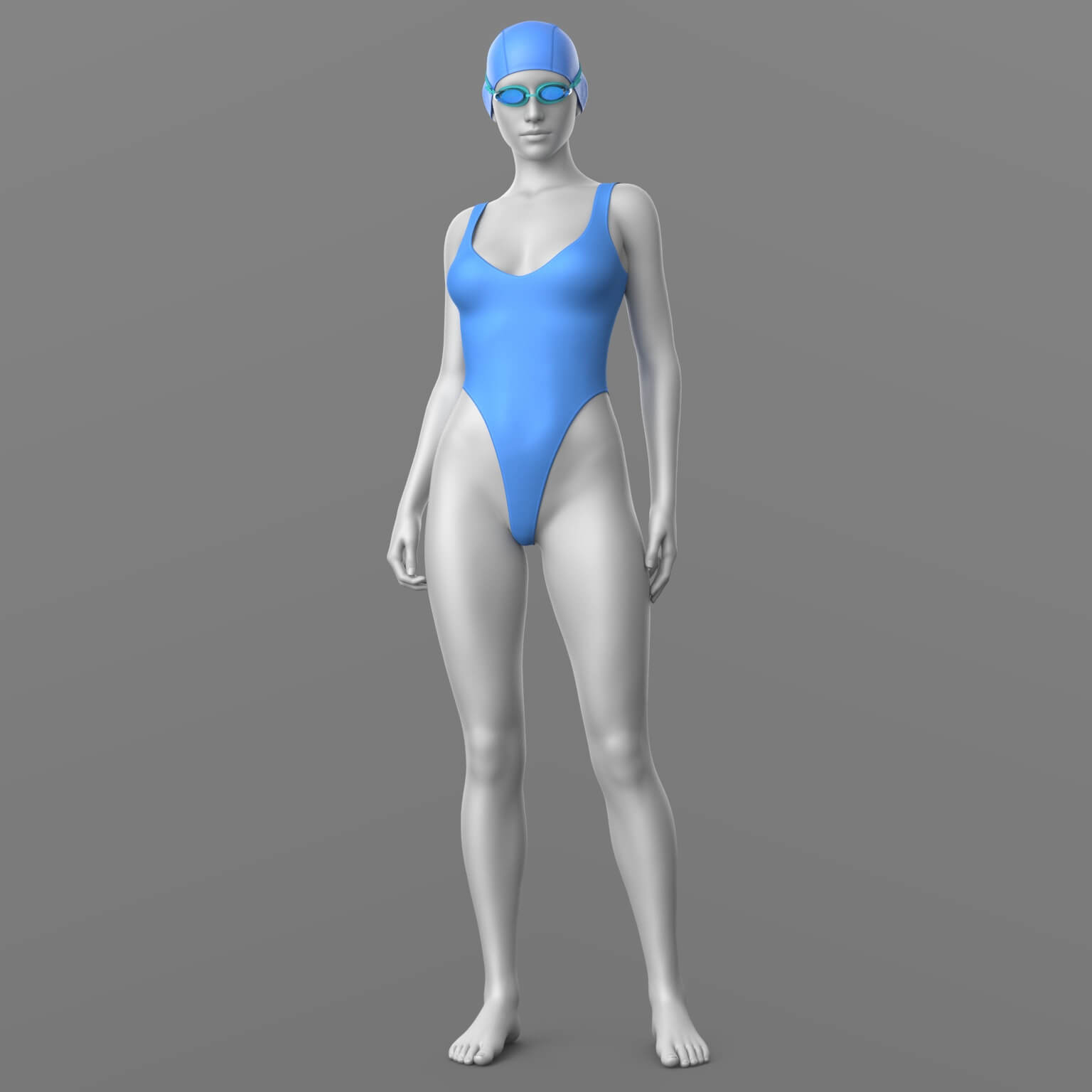 Swimsuit 05v Swimming Cap and Goggles G8F Daz Content