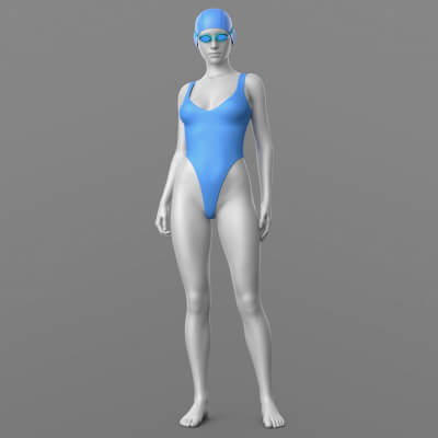 Swimsuit 05v Swimming Cap and Goggles G8F