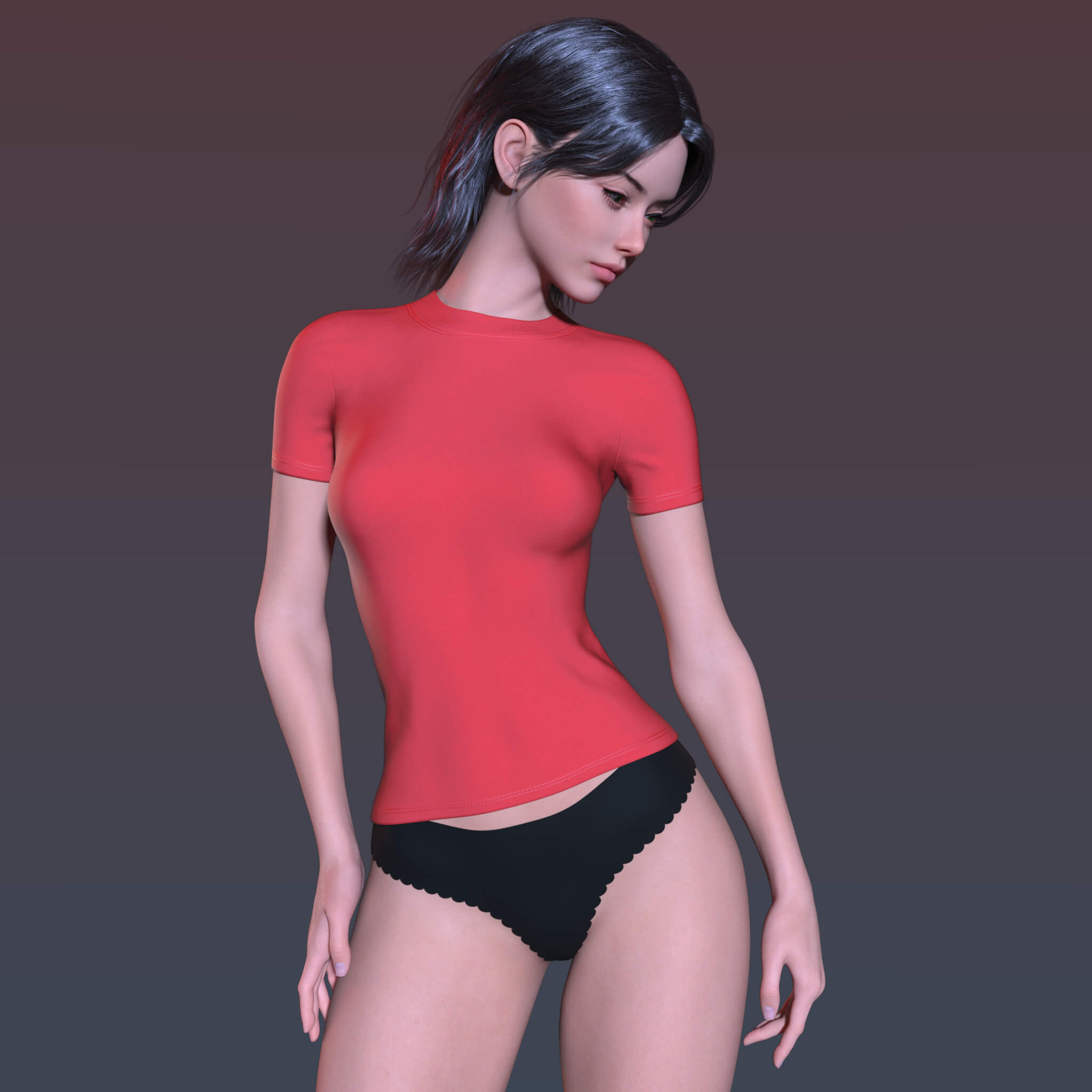 T Shirt 2v and Denim Panties G9 Daz Content
