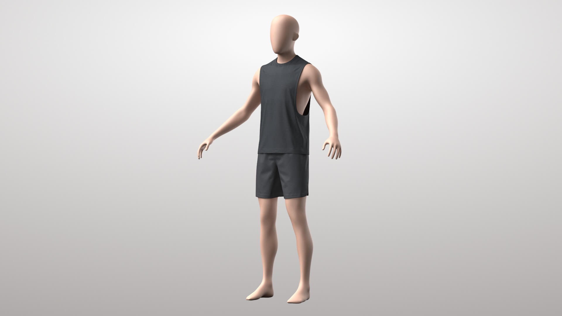 Tank Top Male 3v Shorts 3v 3D Model 3D Model