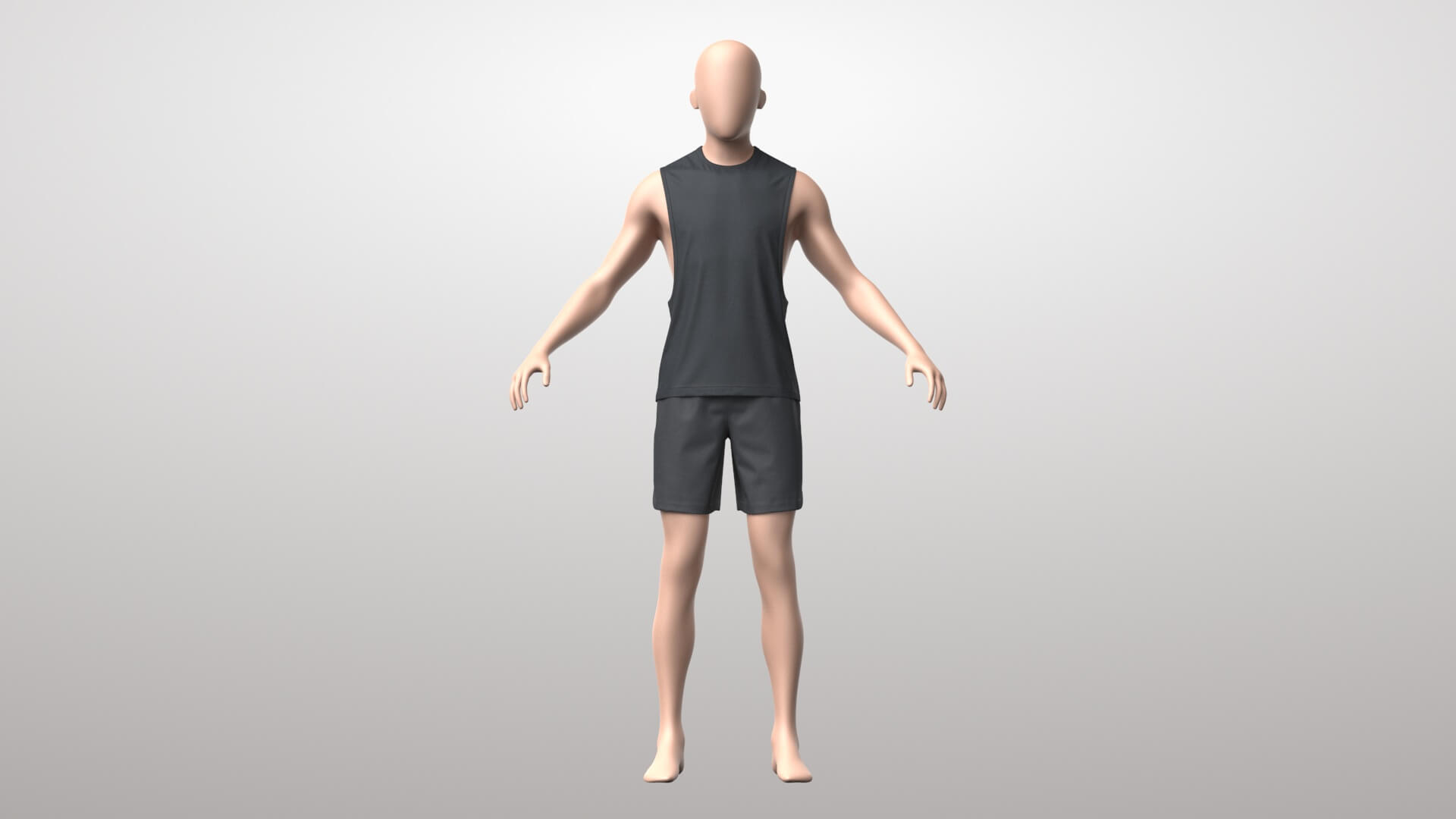 Tank Top Male 3v Shorts 3v 3D Model 3D Model
