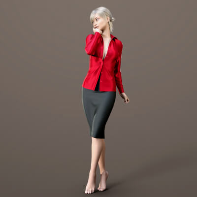 Unbuttoned Blouse and Skirt Long G8F