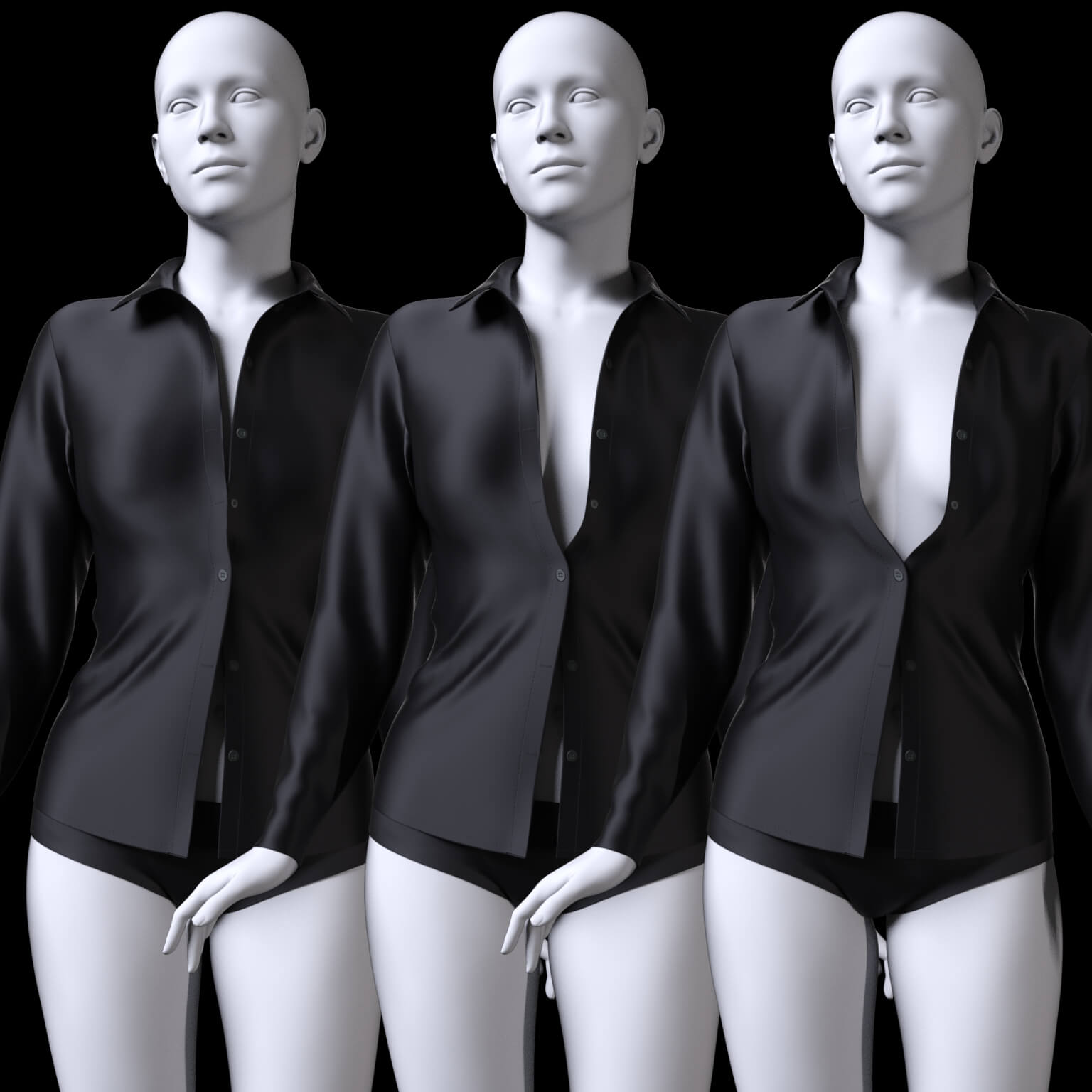 Unbuttoned Blouse and Skirt Long G9 Daz Content