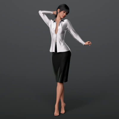 Unbuttoned Blouse and Skirt Long G9