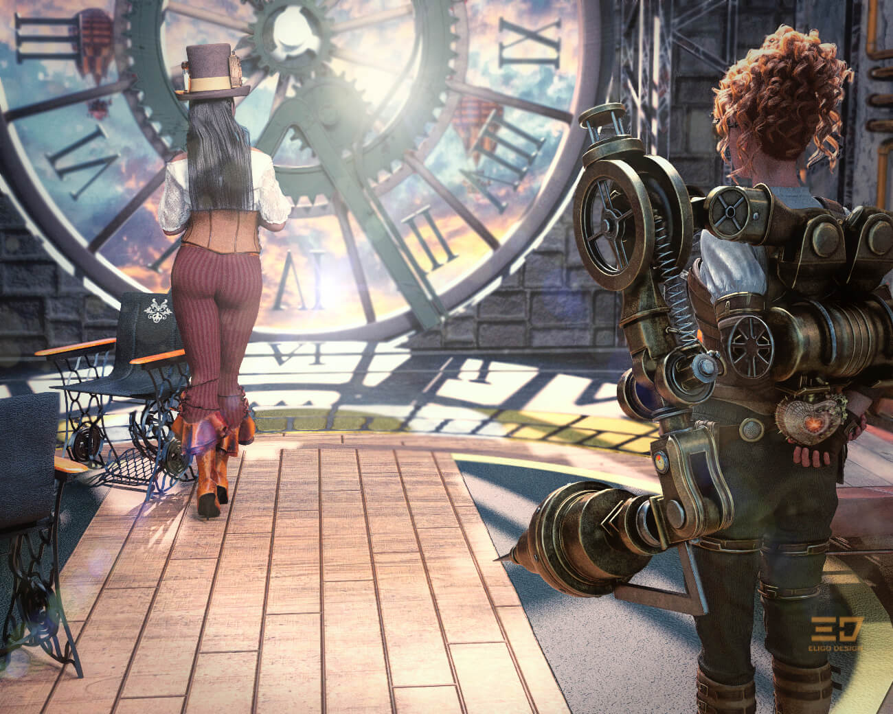 Steampunk Heart - Surprise 3D Render, Digital Artwork by eligodesign