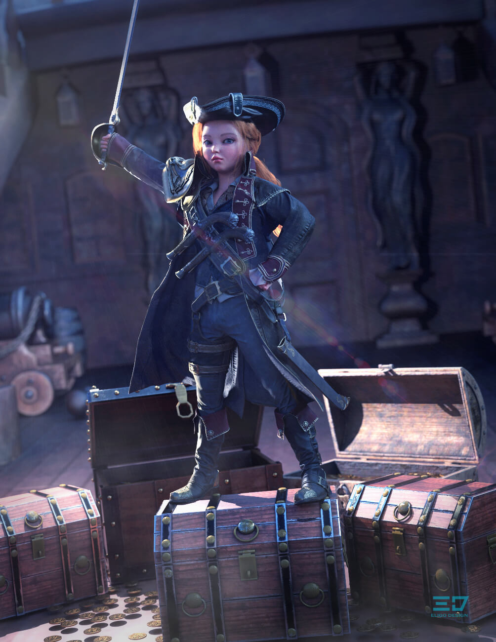 The Treasure Is All Mine 3D Render, Digital Artwork by eligodesign
