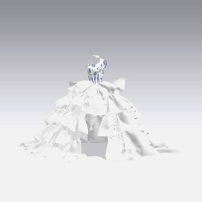 One Shoulder and Asymmetric Ruffled Skirt Ball Gown Dress