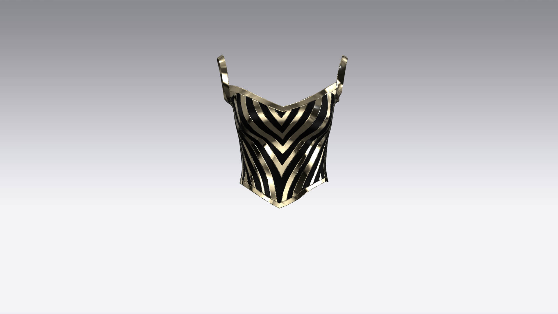 Black Metallic Gold Color Detail Corset Blouse 3D Model