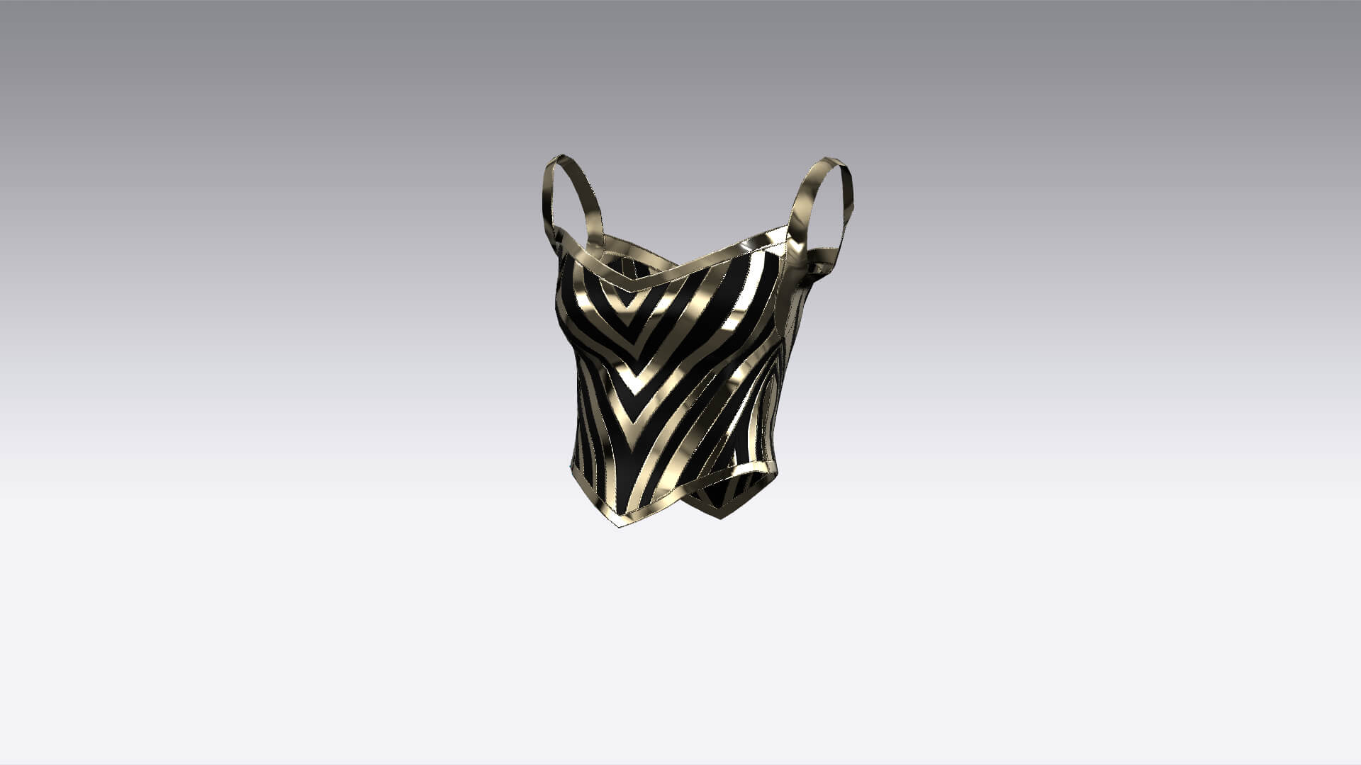 Black Metallic Gold Color Detail Corset Blouse 3D Model