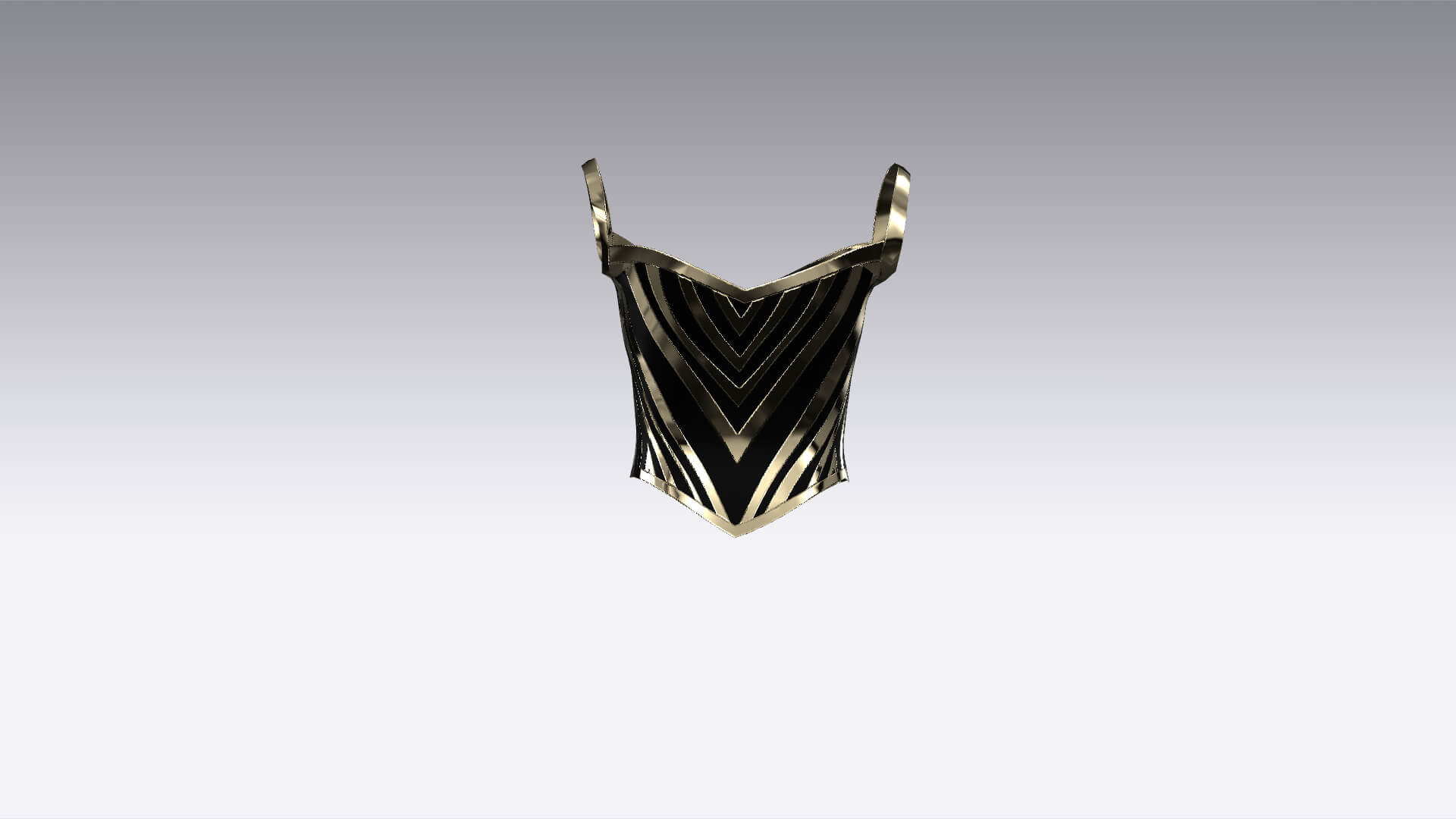 Black Metallic Gold Color Detail Corset Blouse 3D Model