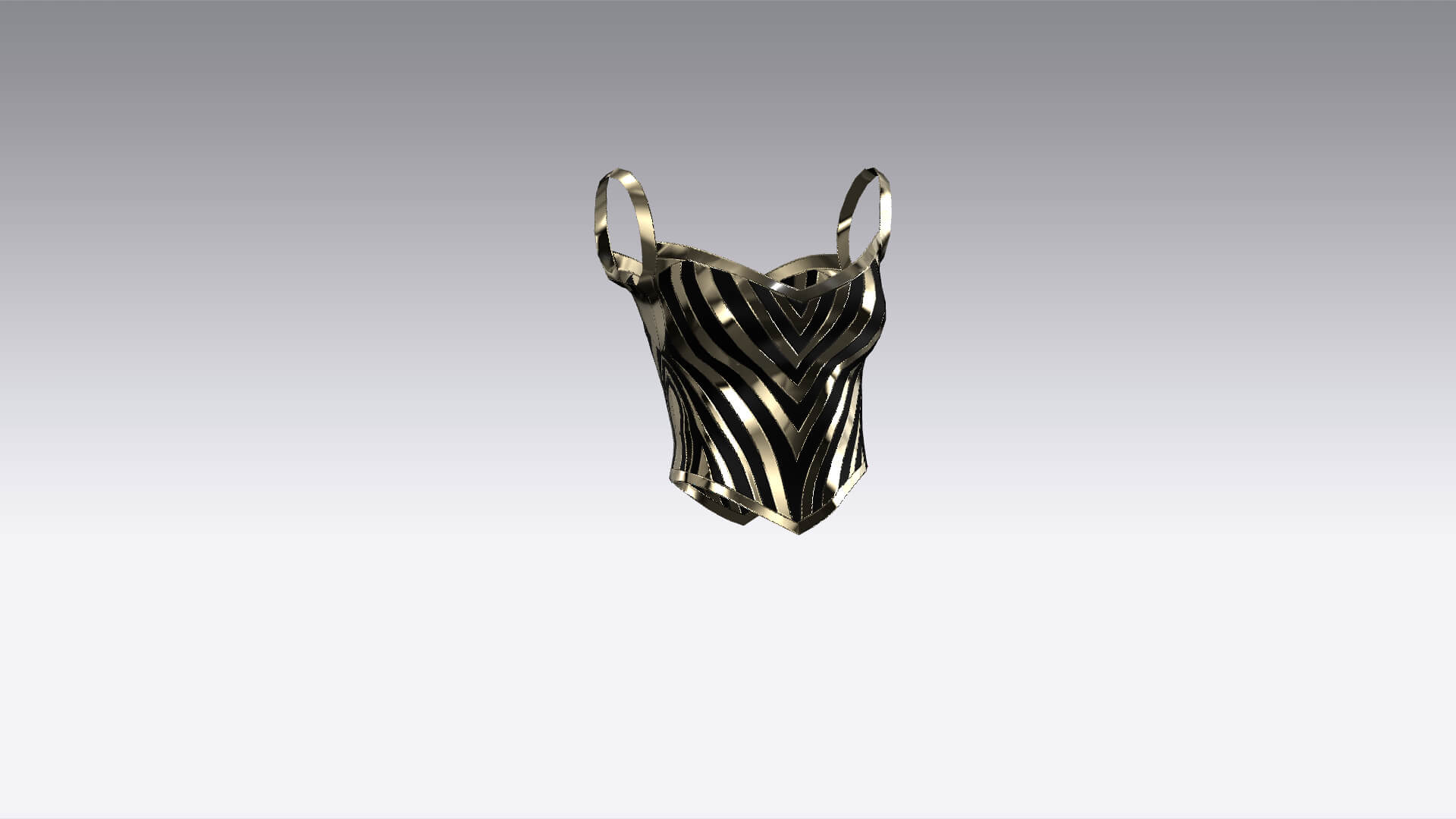 Black Metallic Gold Color Detail Corset Blouse 3D Model