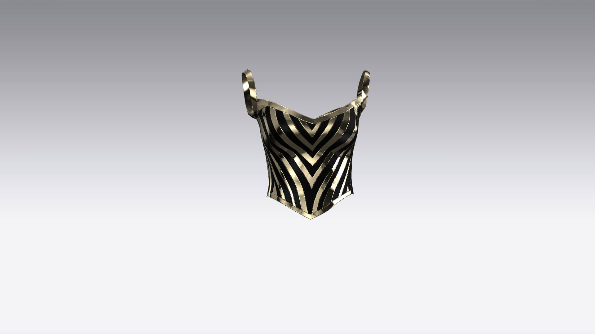 Black Metallic Gold Color Detail Corset Blouse 3D Model