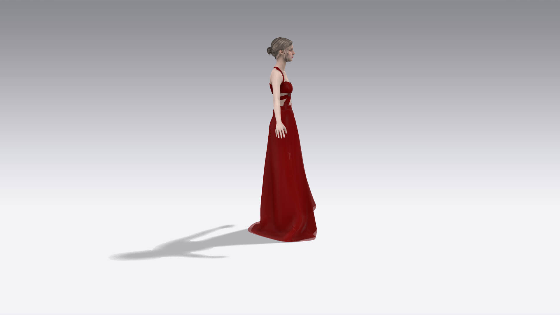 Burgundy Color Blouse Ferris Wheel and Skirt Asymmetric Dres 3D Model