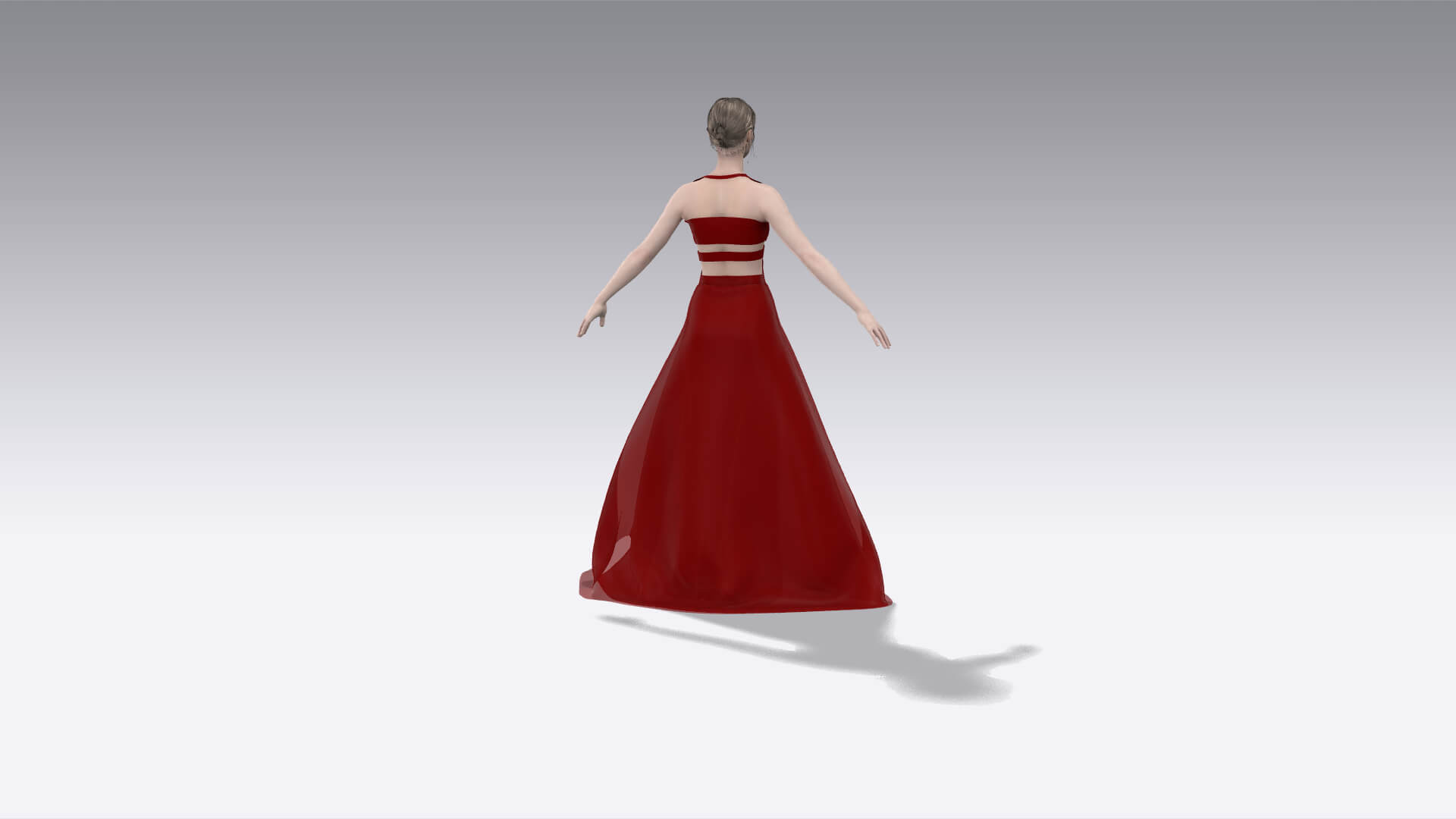 Burgundy Color Blouse Ferris Wheel and Skirt Asymmetric Dres 3D Model