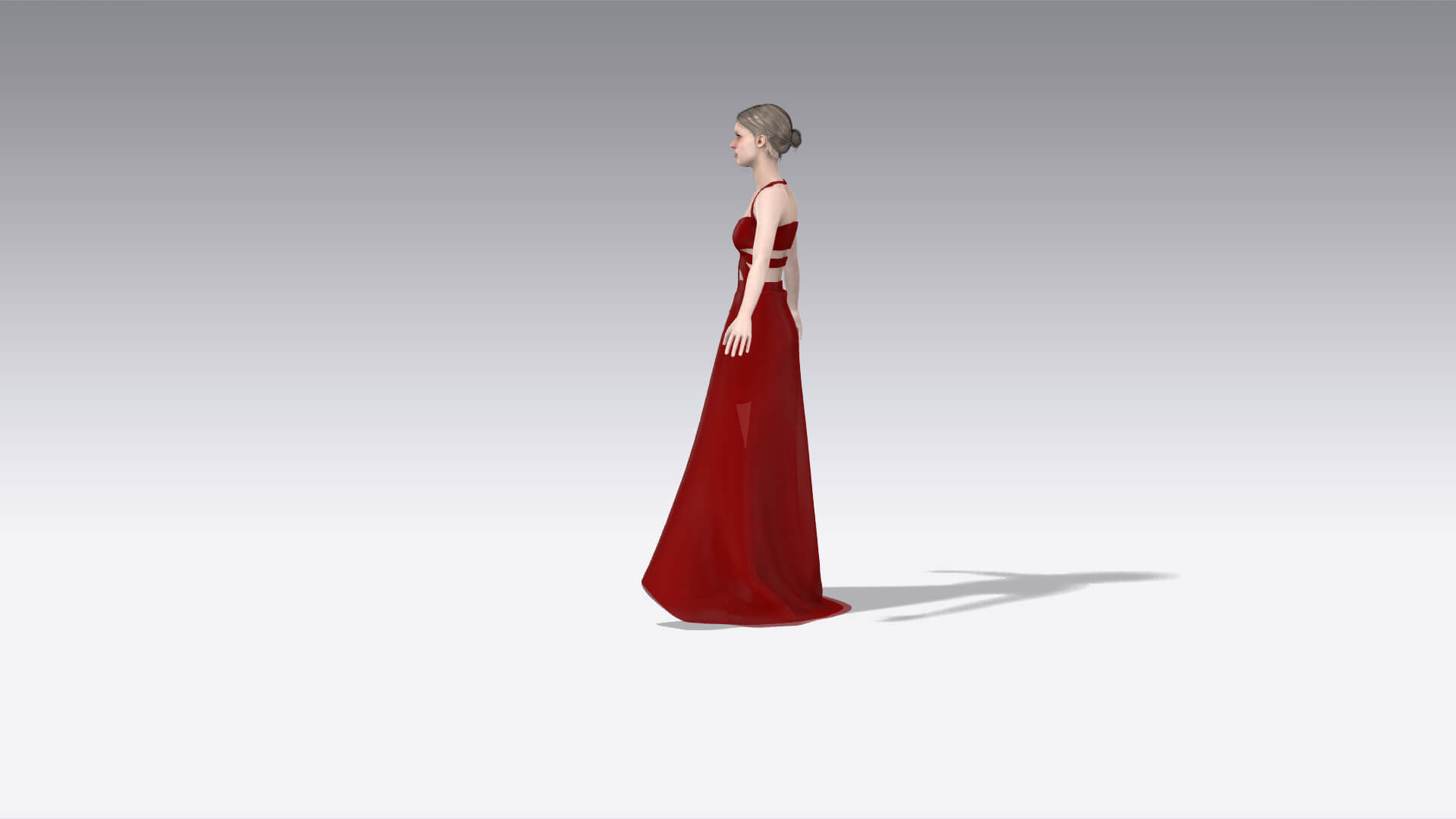 Burgundy Color Blouse Ferris Wheel and Skirt Asymmetric Dres 3D Model