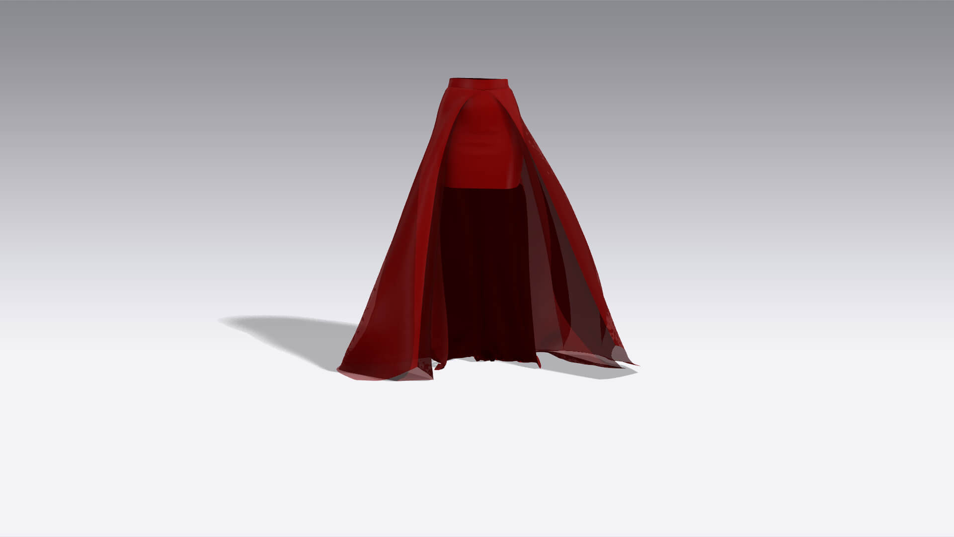 Burgundy Color Skirt Asymmetric Model Modern Look 3D Model