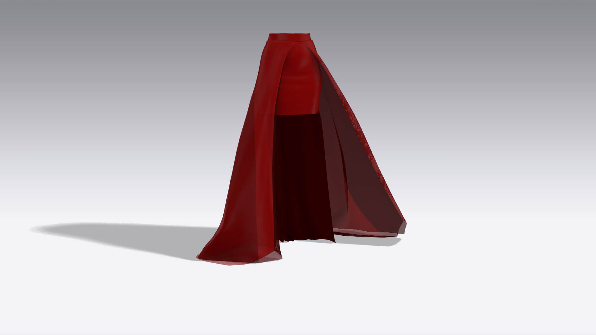 Burgundy Color Skirt Asymmetric Model Modern Look 3D Model