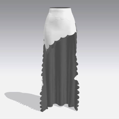 Cloud skirt asymetric scallop skirt modern look 3D Model