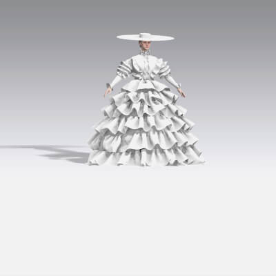 Dress Ball Gown Ruffled Skirt Modern Elegance Look Ruffled M 3D Model