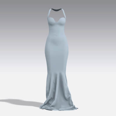 Dress Halter Neckline Fish Tail Skirt Modern Look