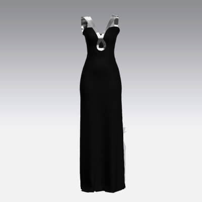 Heart Neckline Strap Detail Dress Long Modern Fashion