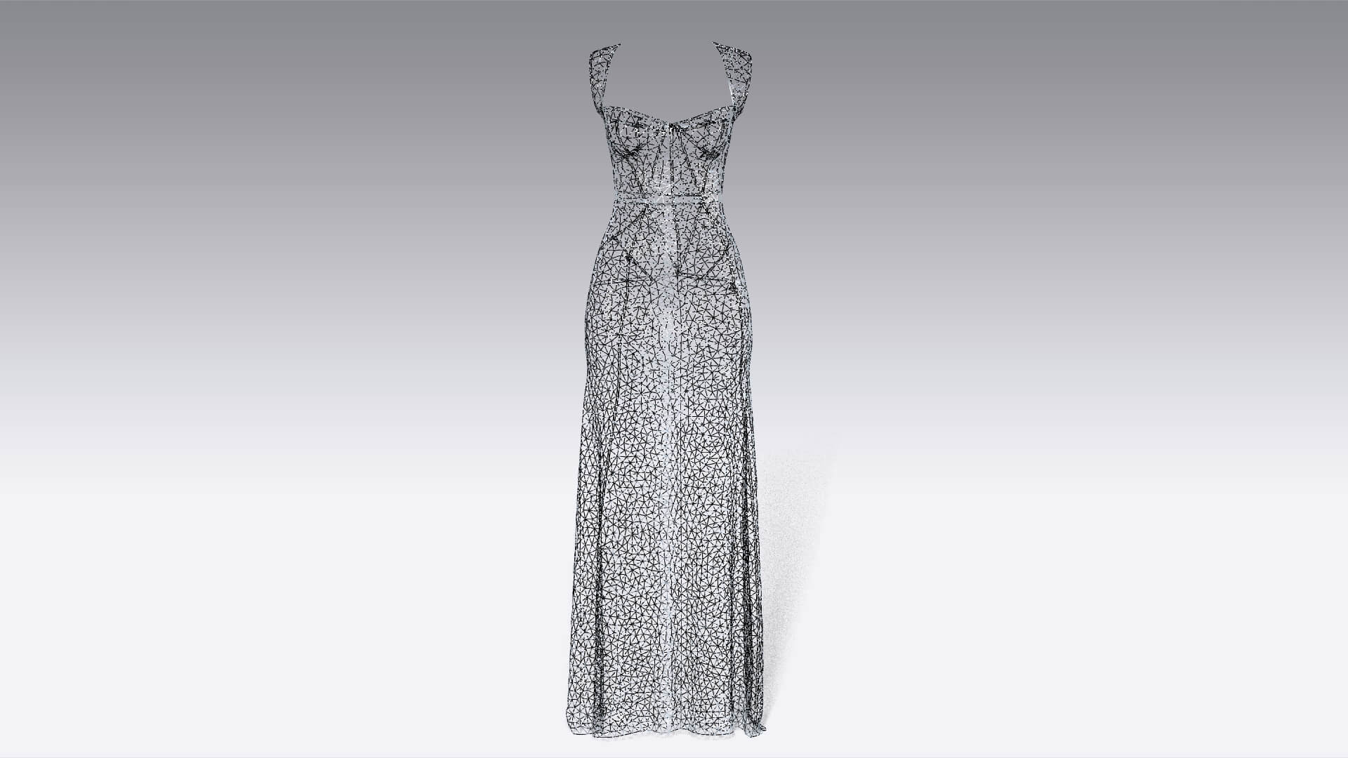 Heart Neckline Strap Detail Dress 3D Model