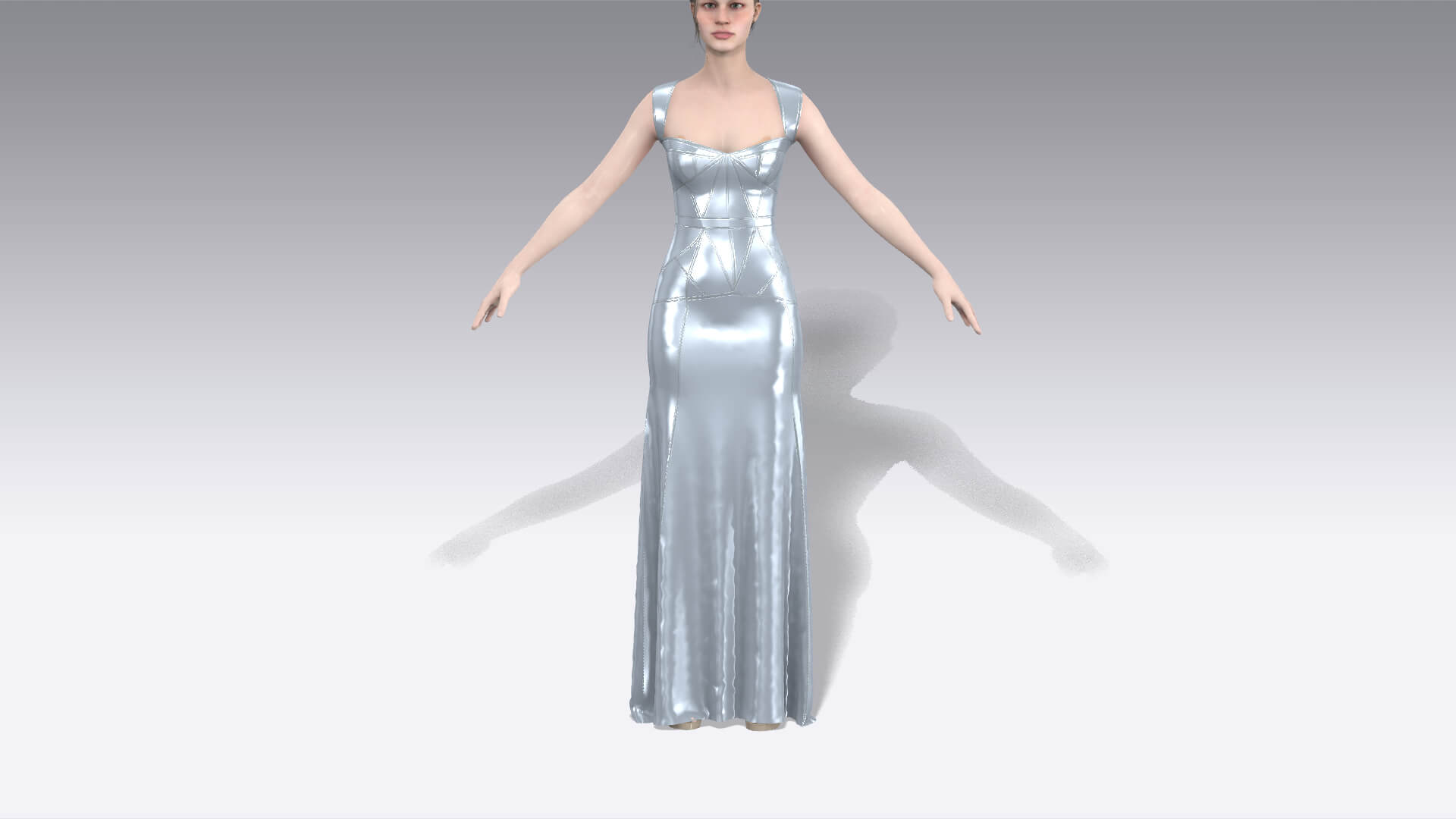 Heart Neckline Strap Detail Dress 3D Model