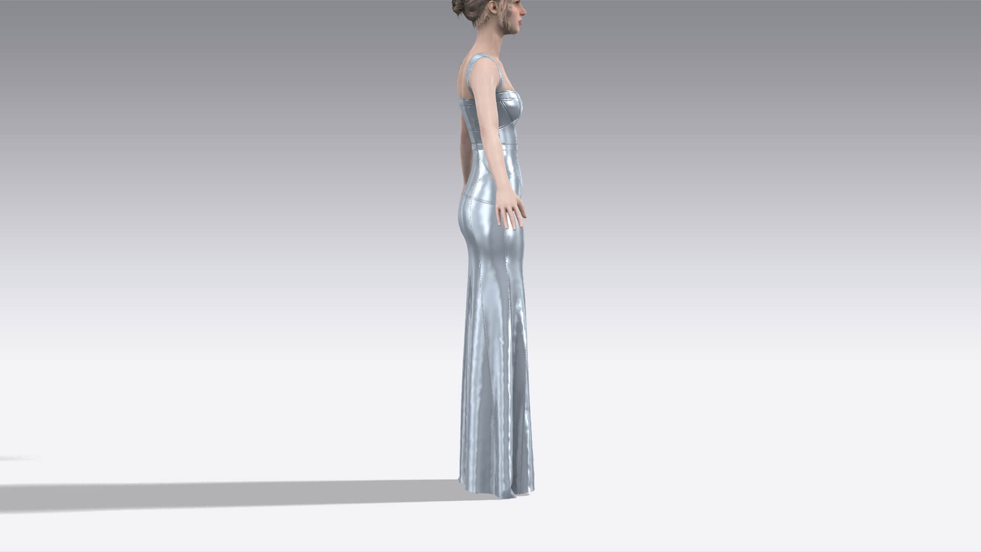 Heart Neckline Strap Detail Dress 3D Model