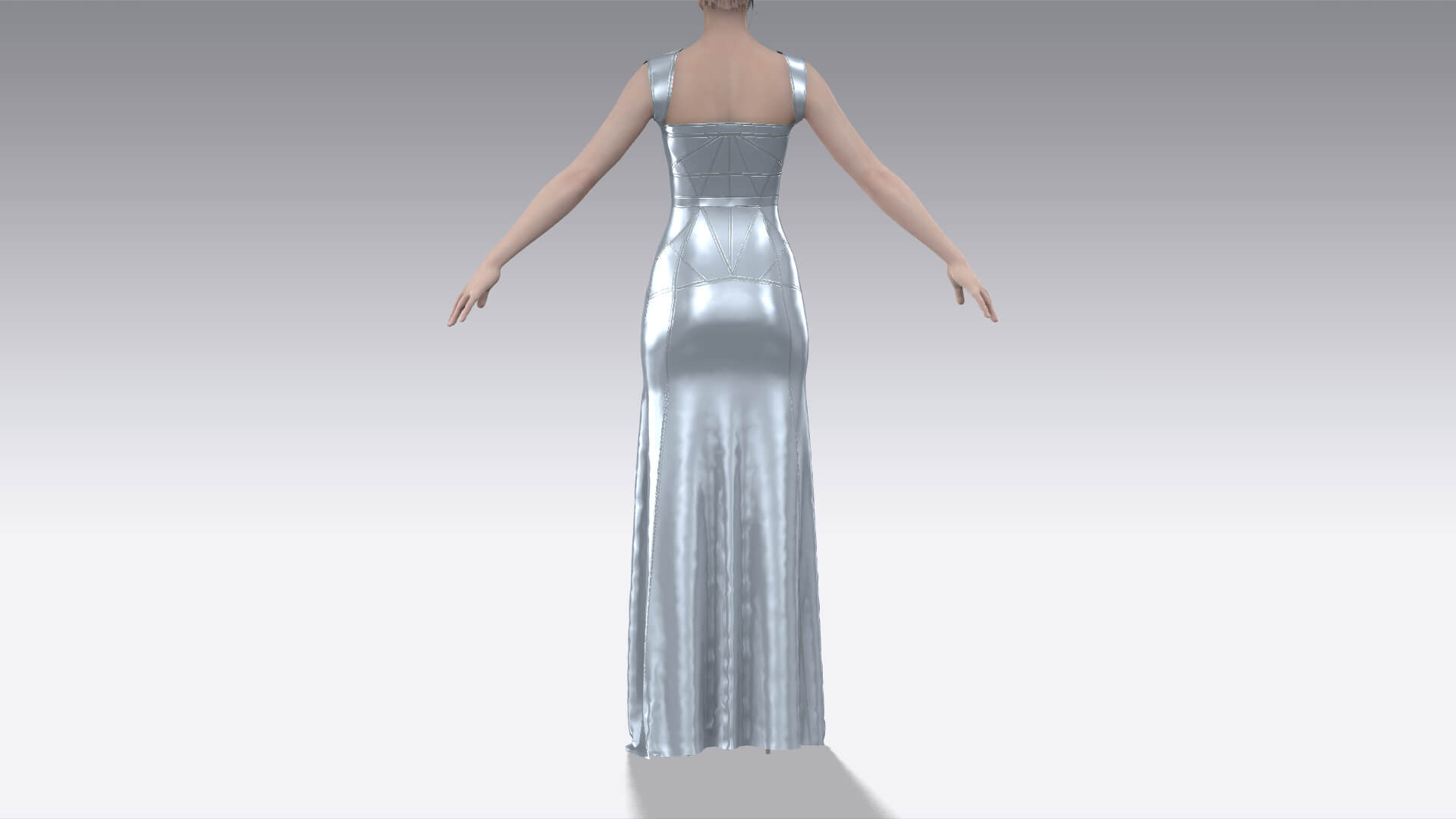Heart Neckline Strap Detail Dress 3D Model