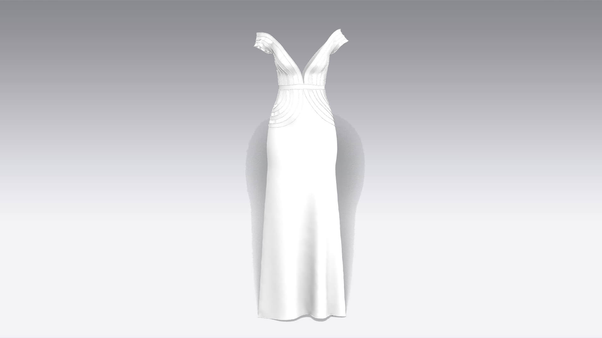 Layer Dress Low Sleeve Detail Long Dress 3D Model