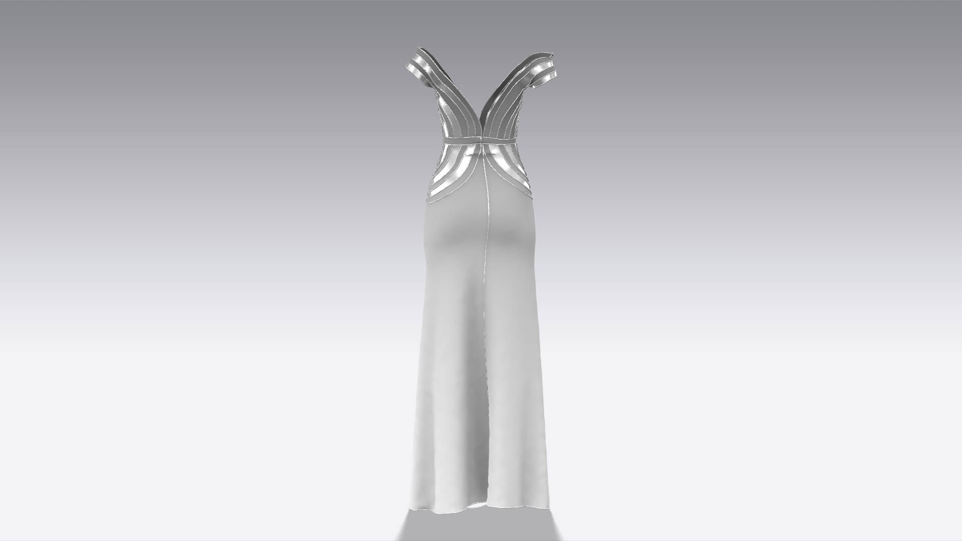 Layer Dress Low Sleeve Detail Long Dress 3D Model